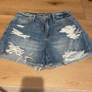 American Eagle Outfitters Women's Ripped Blue Jean Shorts